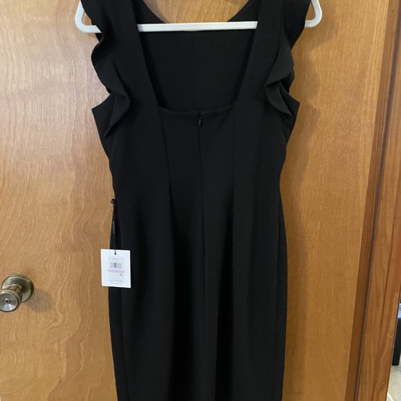NWT Calvin Klein Little Black Dress Sheath Ruffle Sleeveless Size 6 NEW - Picture 6 of 9